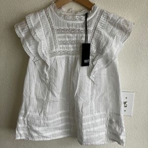 Flutter sleeve summer flowy top, S, KUT, New